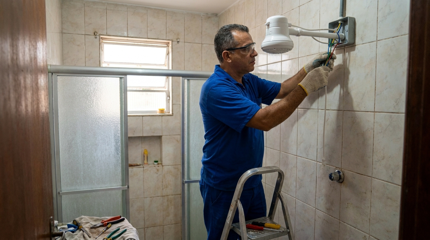 Substituição de Chuveiro Antigo em Piracicaba‑SP